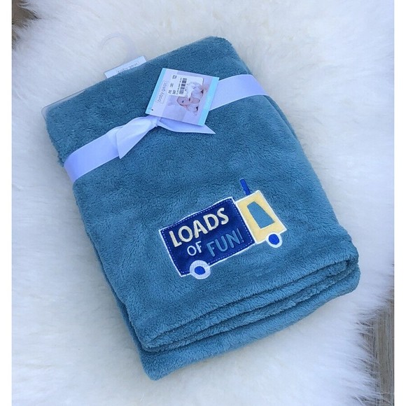 BabyGear Other Baby Gear Embroidered Truck Baby Boy Blanket Fleece Green Plushloads Of